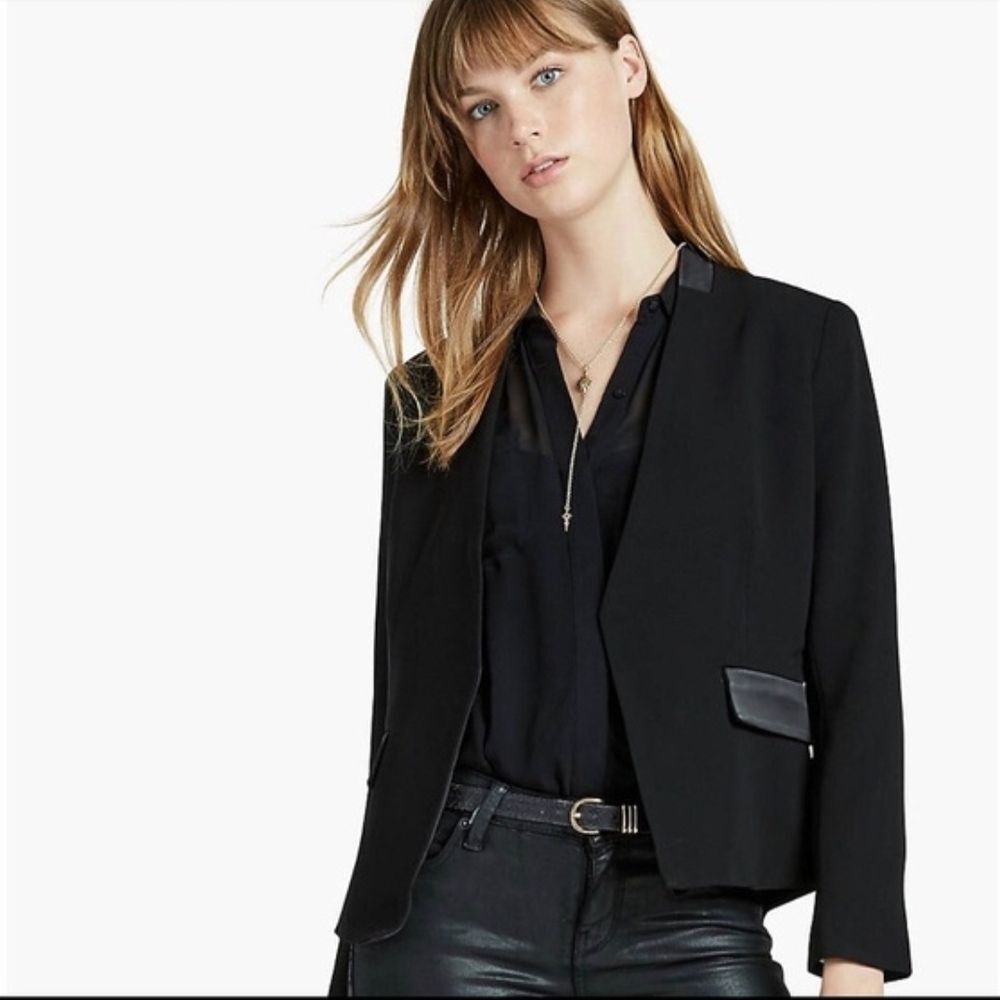 Lucky Brand Black Women's Blazer with Satin Accents